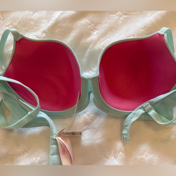 Victoria’s Secret PINK Light Aqua Wear Everywhere Push-Up Bra 32D NWT -Dirt Mark - Picture 3 of 7